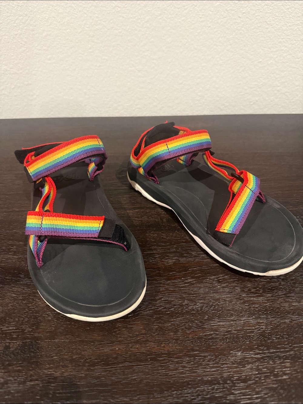 Teva Kids Rainbow Strap Sandals - Black Footbed